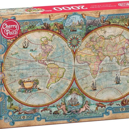 CherryPazzi Great Discoveries World Map Puzzel 2000 Stukjes