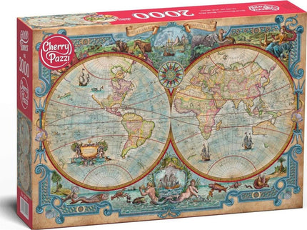 CherryPazzi Great Discoveries World Map Puzzel 2000 Stukjes