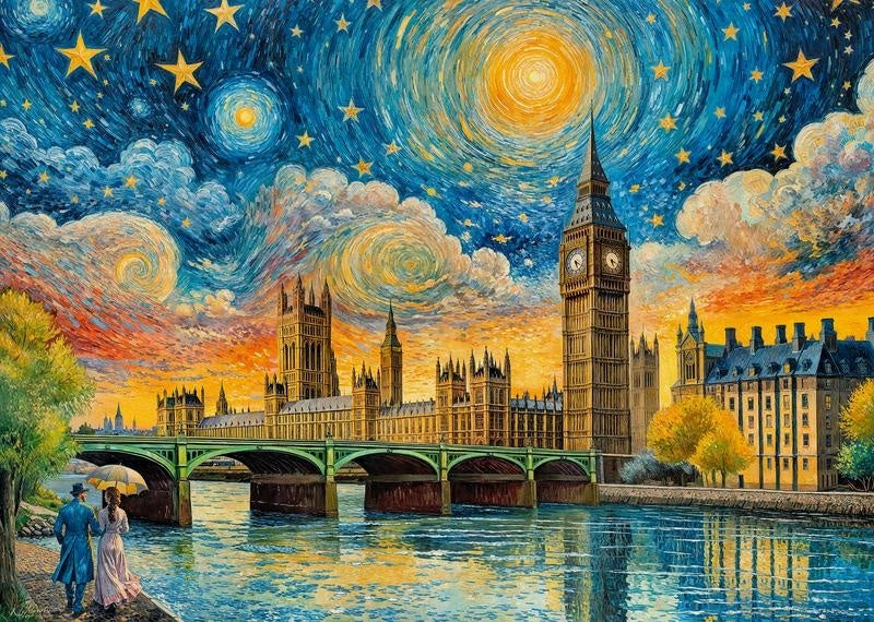 CherryPazzi Impressionist Sky over London Puzzel 1000 Stukjes