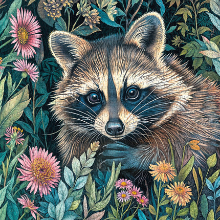 CherryPazzi Raccoon in Flowers Puzzel 1000 Stukjes