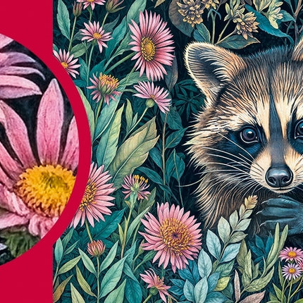 CherryPazzi Raccoon in Flowers Puzzel 1000 Stukjes