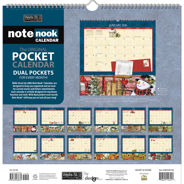 LANG Heart and Home Pocket Note Nook Kalender 2026