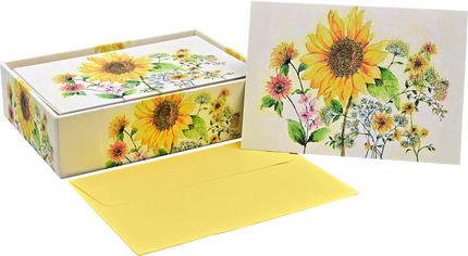 Peter Pauper Watercolor Sunflower Notitiekaarten 14 stuks