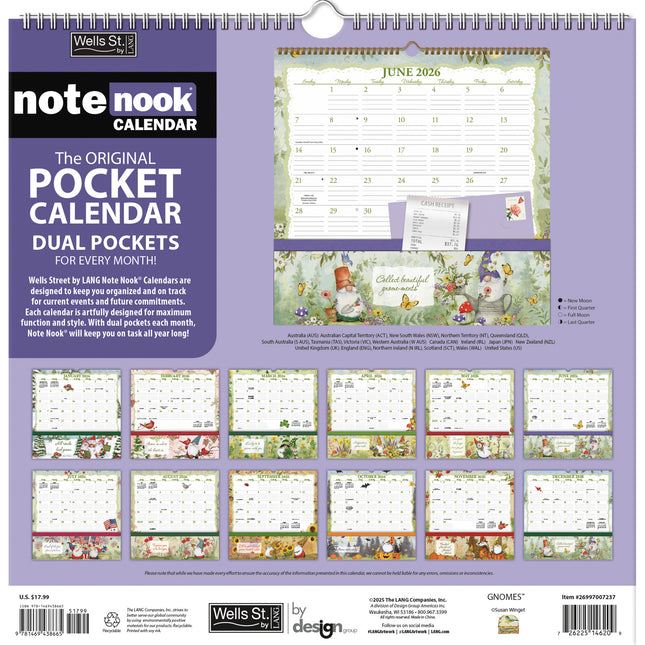 Wells st. by Lang Gnomes Pocket Note Nook Kalender 2026