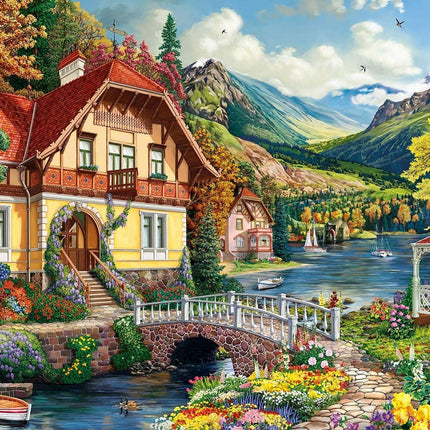 Willow Creek House by the Pond Puzzel 1000 Stukjes